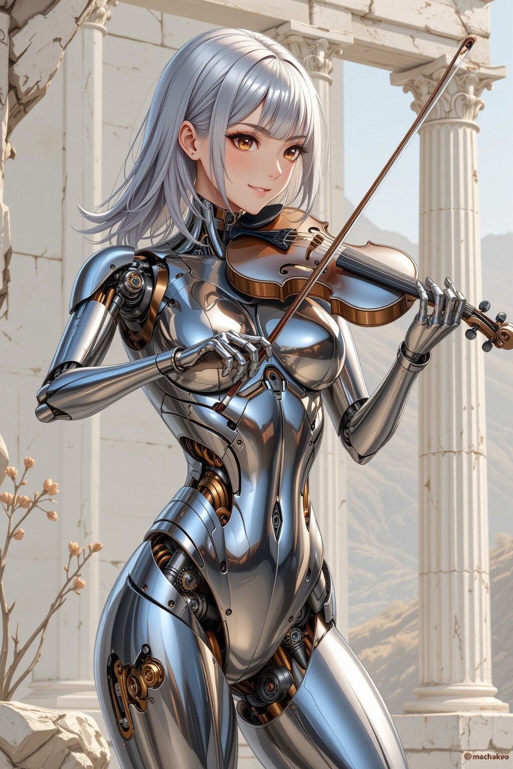 楽器を演奏するメカ子