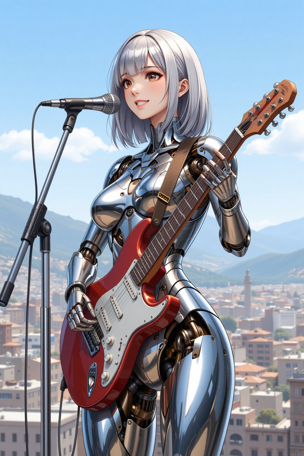 楽器を演奏するメカ子