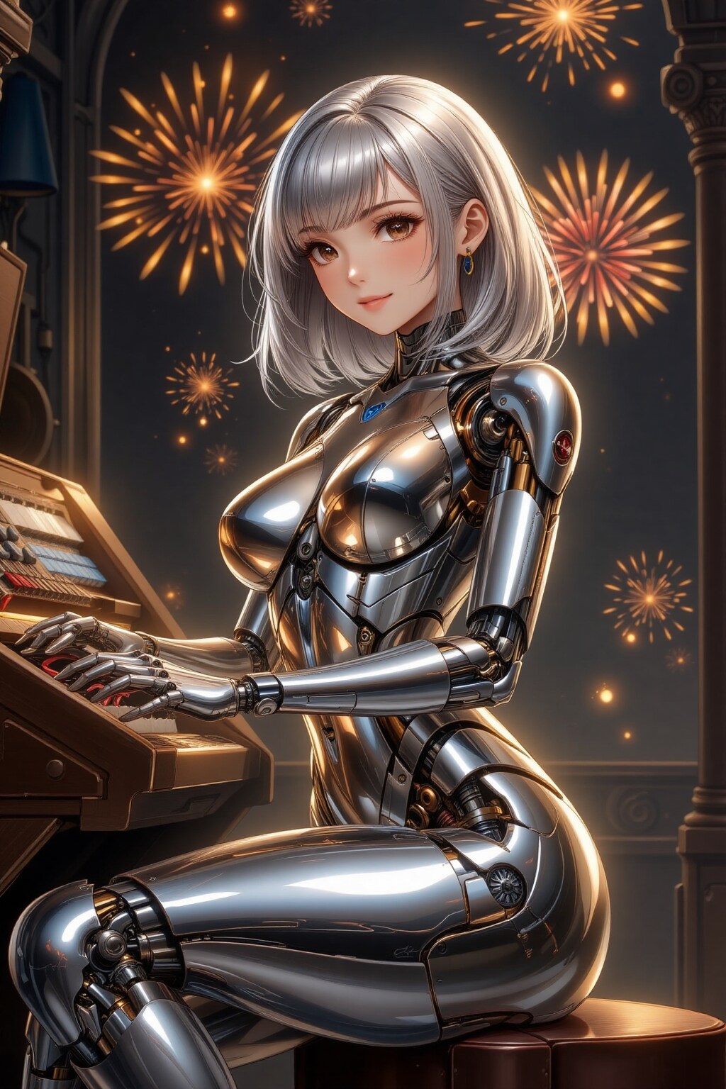 楽器を演奏するメカ子