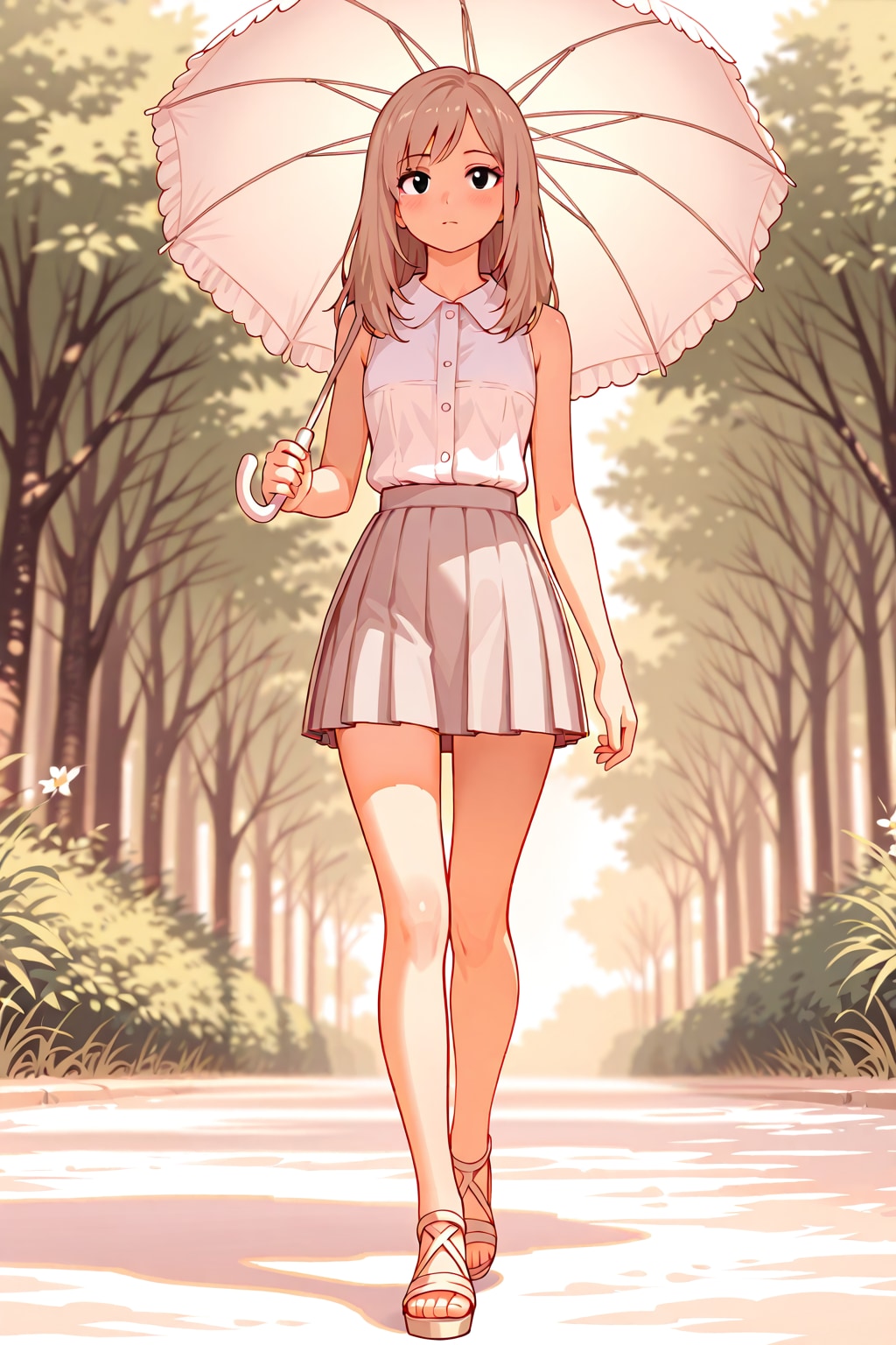 日傘で日よけ