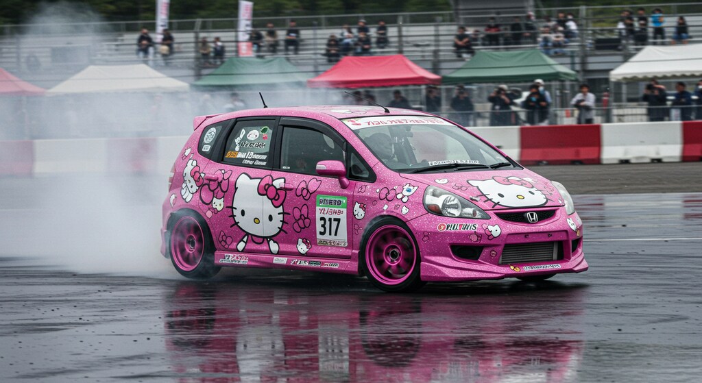 ハローキティホンダフィットのドリ車