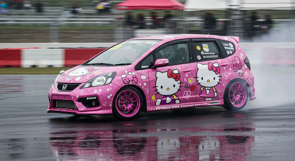 ハローキティホンダフィットのドリ車