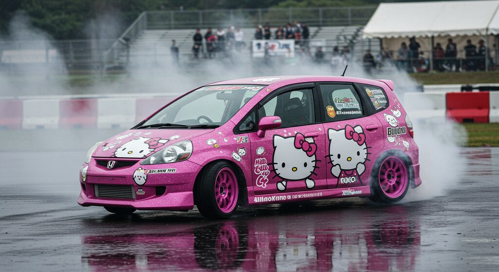 ハローキティホンダフィットのドリ車