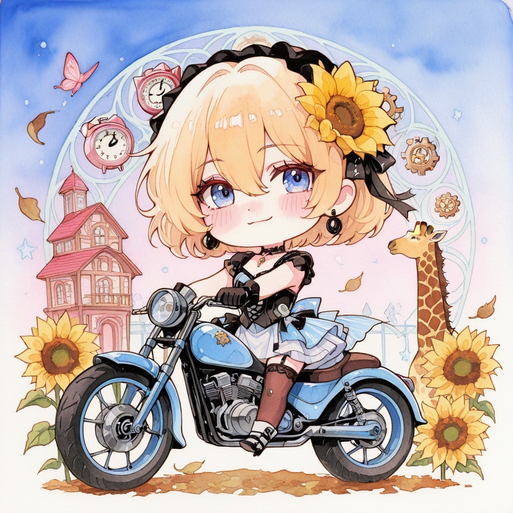 金髪ちゃんとバイク