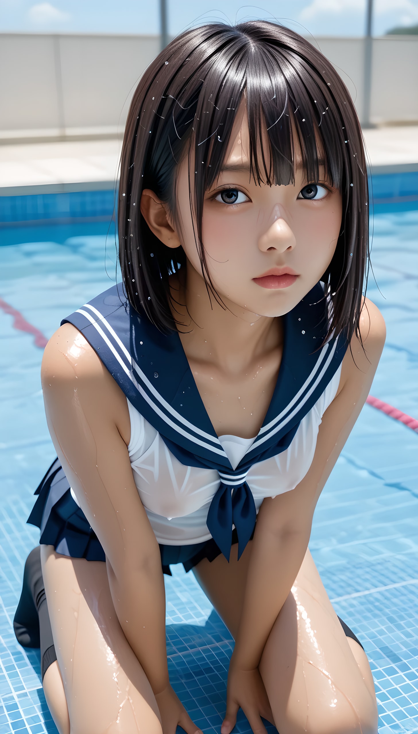 【あの頃の放課後…】極上の癒やし系美少女、水濡れセーラーに身を包んだ透き通ったピチピチの肌【奇跡の透明感】
