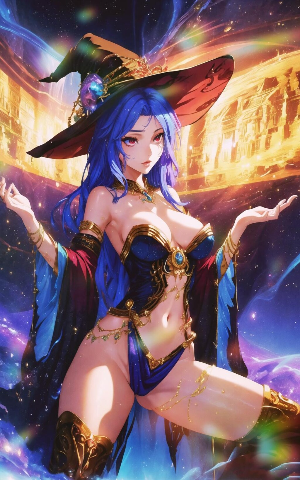 Una bruixa que forja la màgia de la llum del sol i la llum de la boira.