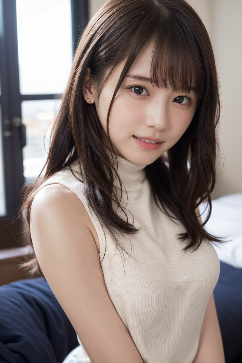 頬を赤くしている女性 2