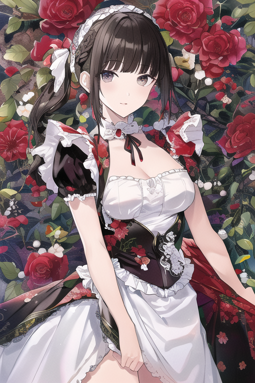 Flower Print Red Maid