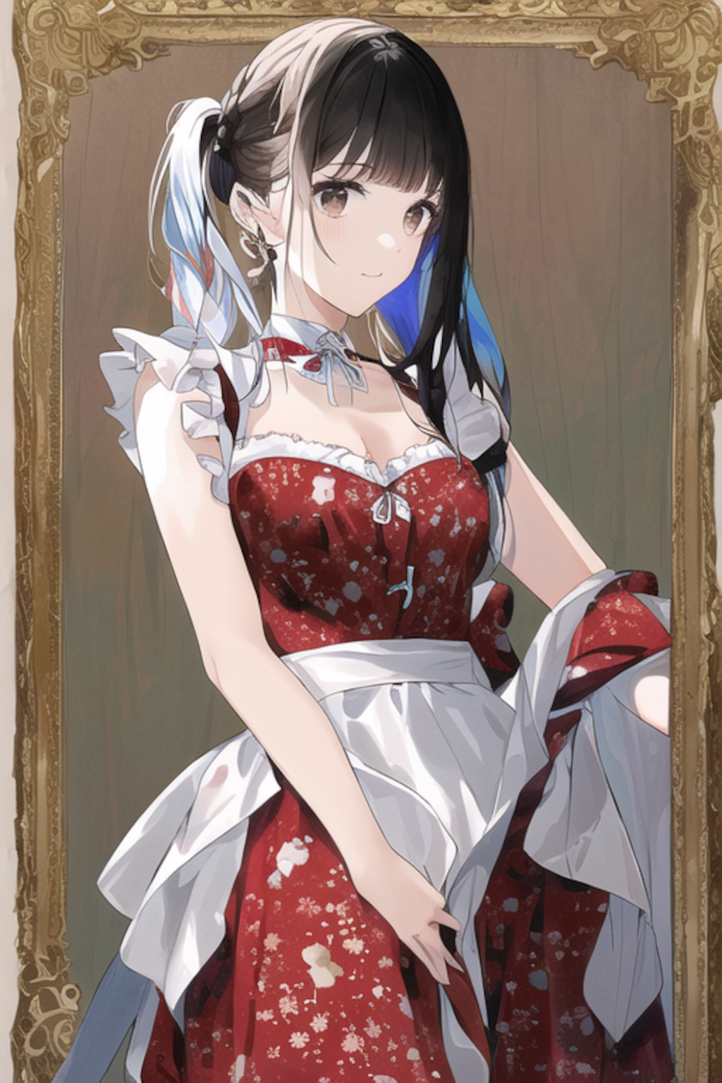 Flower Print Red Maid