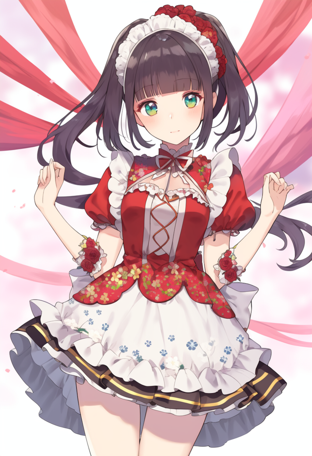 Flower Print Red Maid