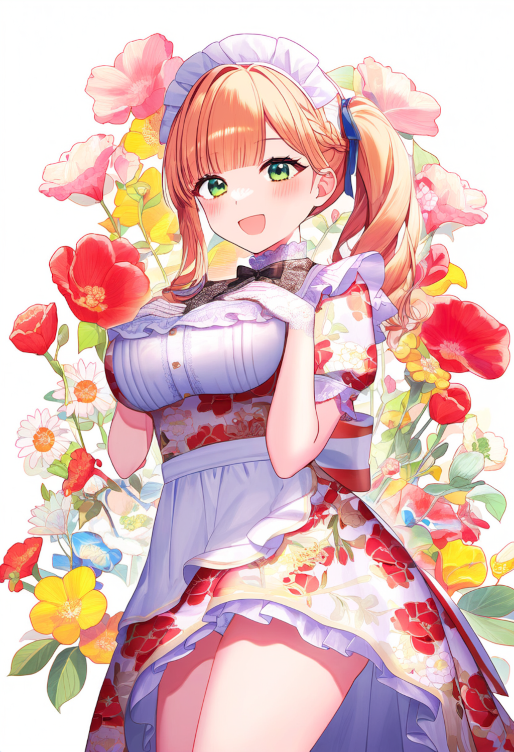 Flower Print Red Maid
