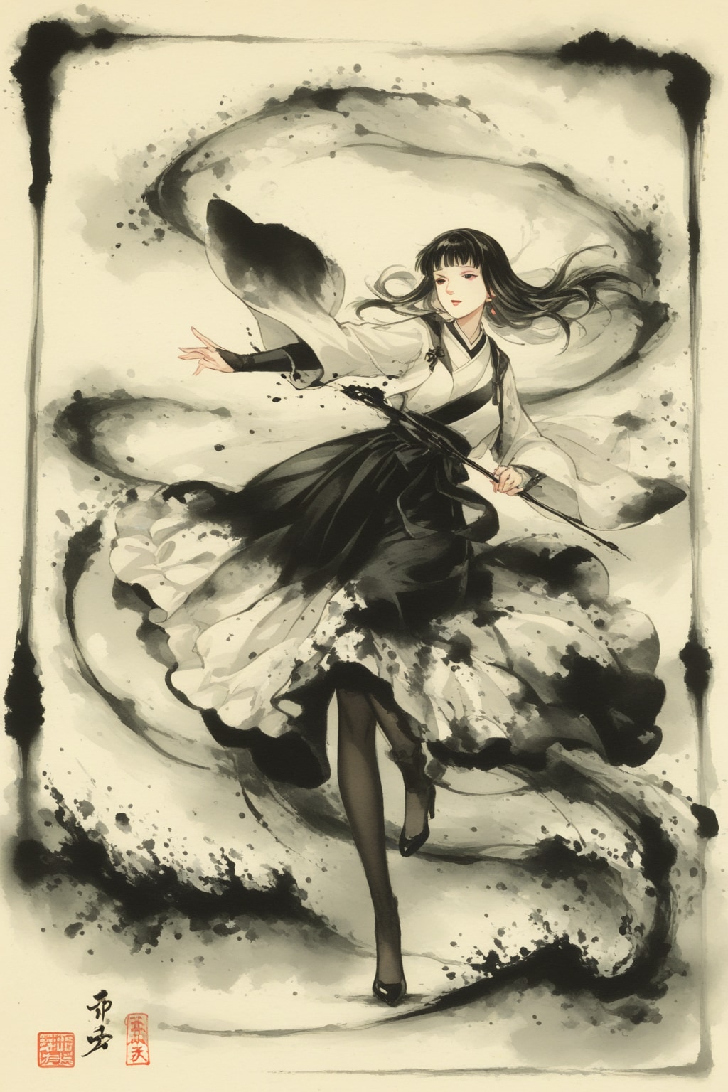 水墨画の美人画 | の人気AIイラスト・グラビア