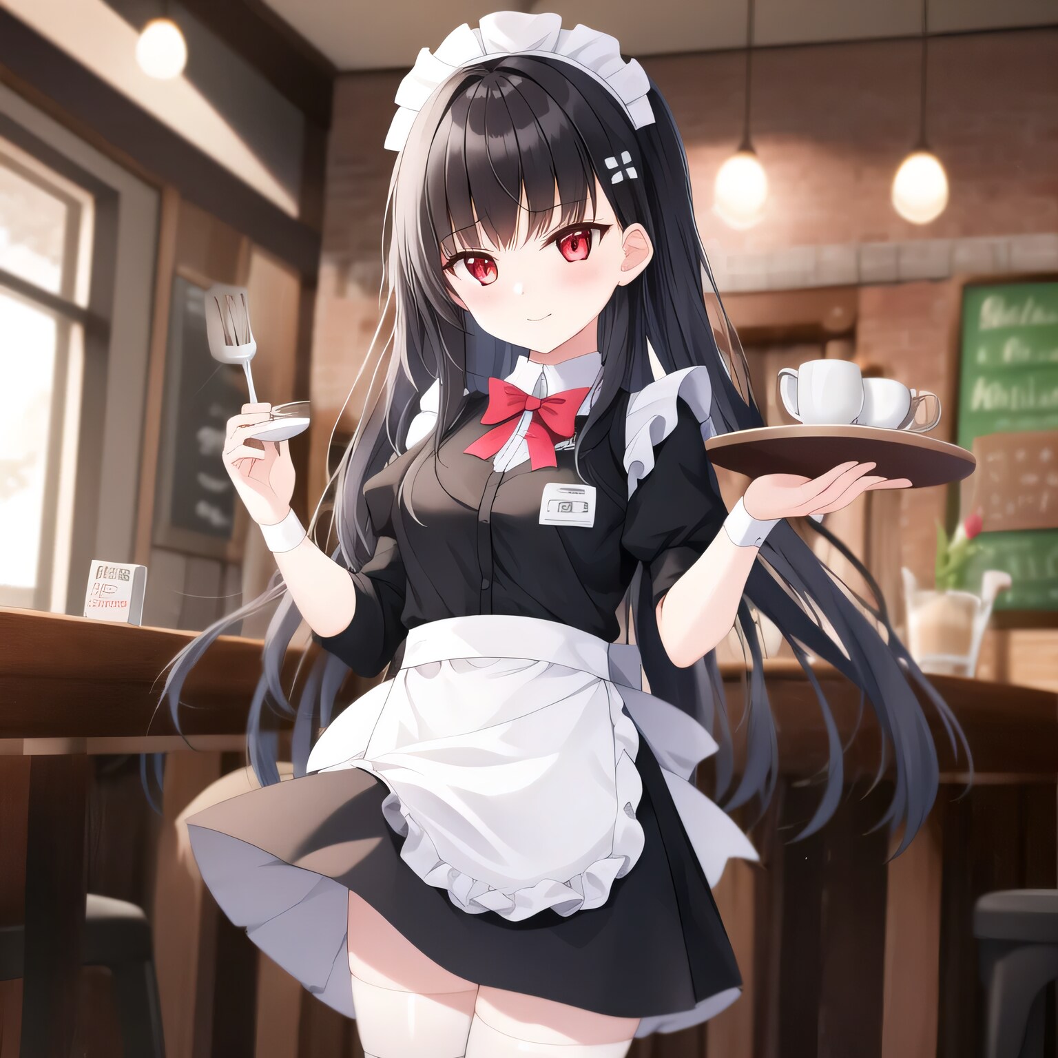 黒髪ロングでカフェの少女１７ | の人気AIイラスト・グラビア