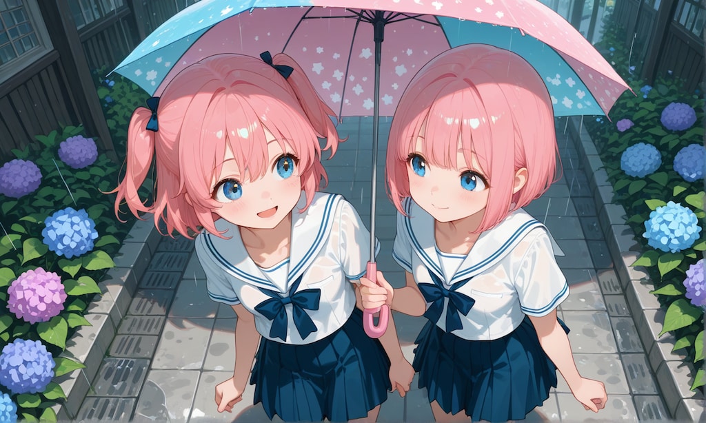 雨の日の姉妹☔️