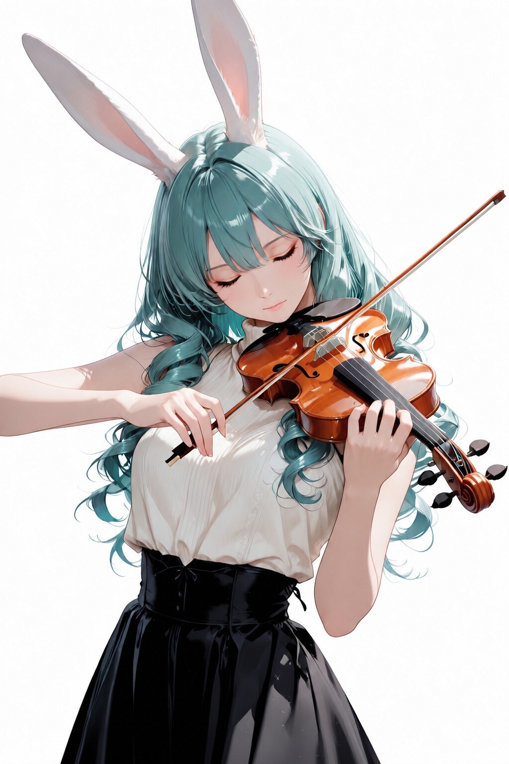 Beautiful Violinist Girl - 美人なヴァイオリニスト。【プロフィール・自己紹介／ウサ耳を付けたら？篇】 | の人気AIイラスト・グラビア