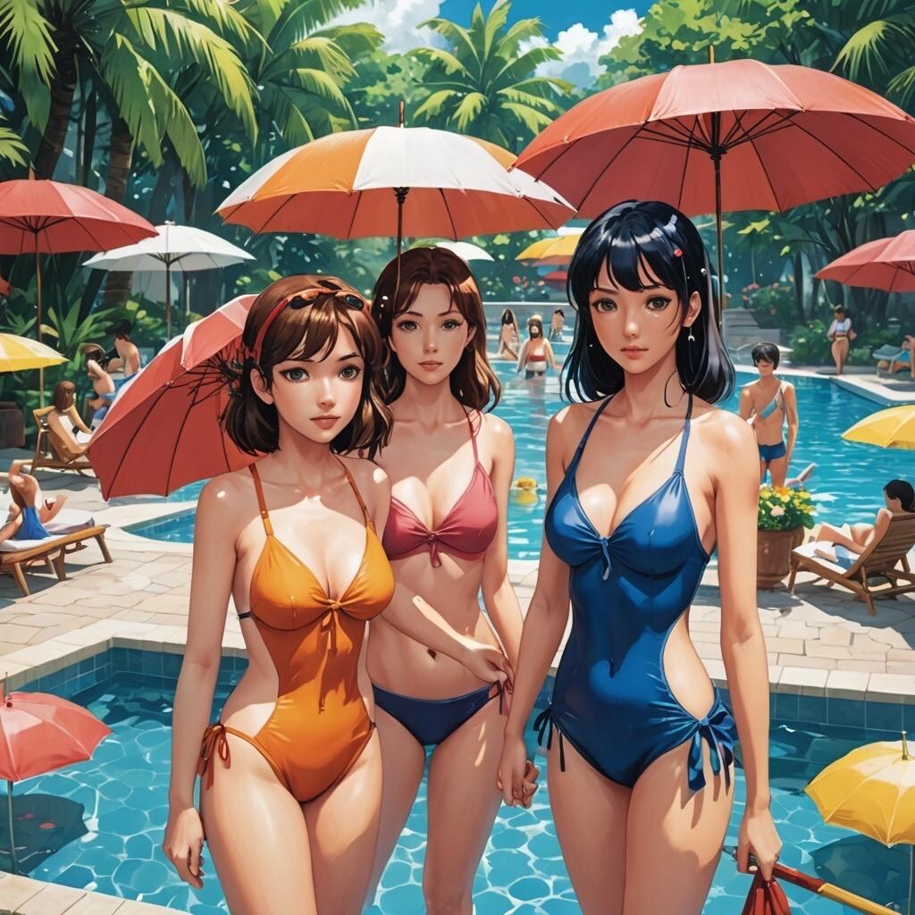 リゾート地の水着女性