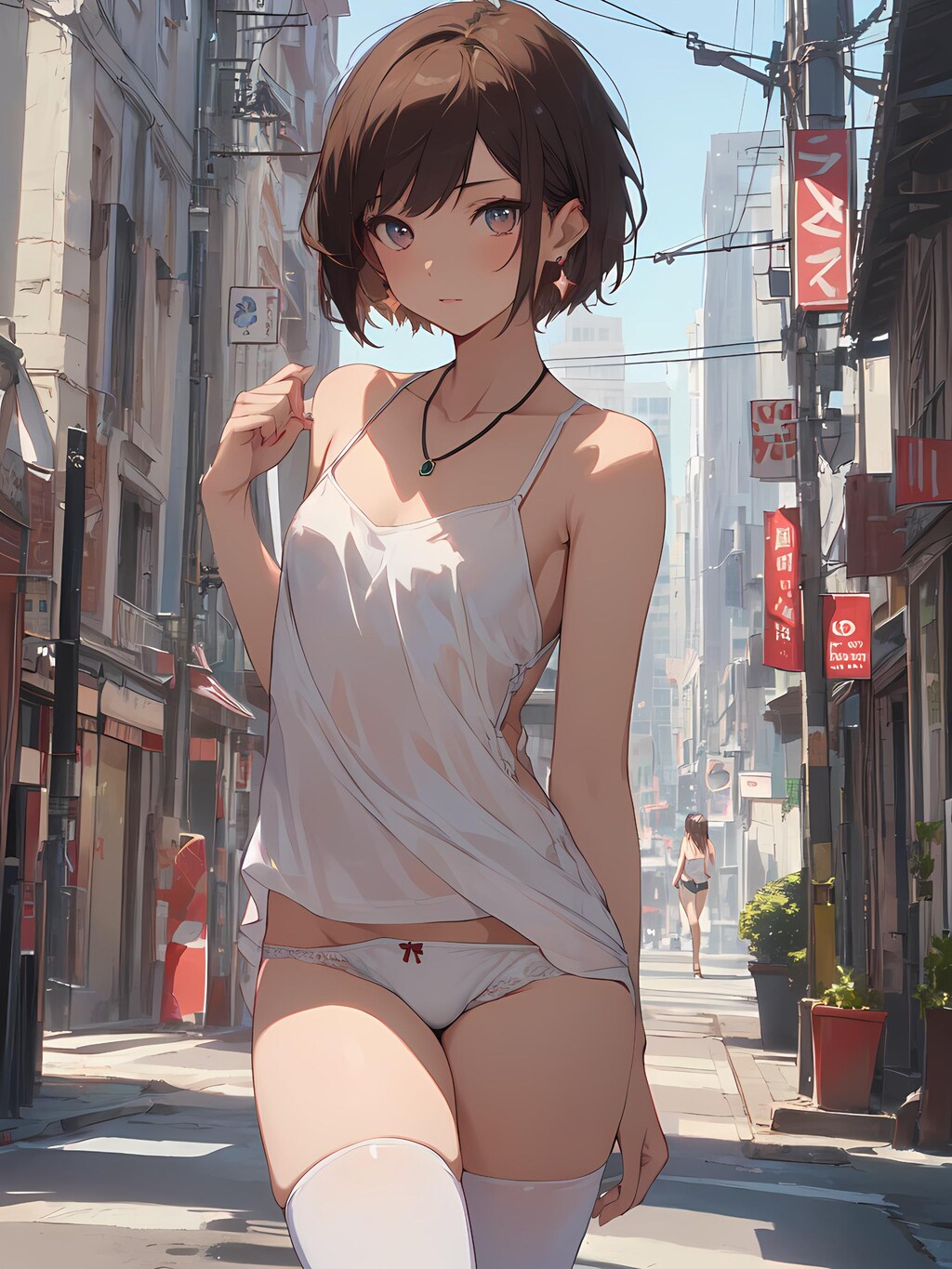 野外露出少女