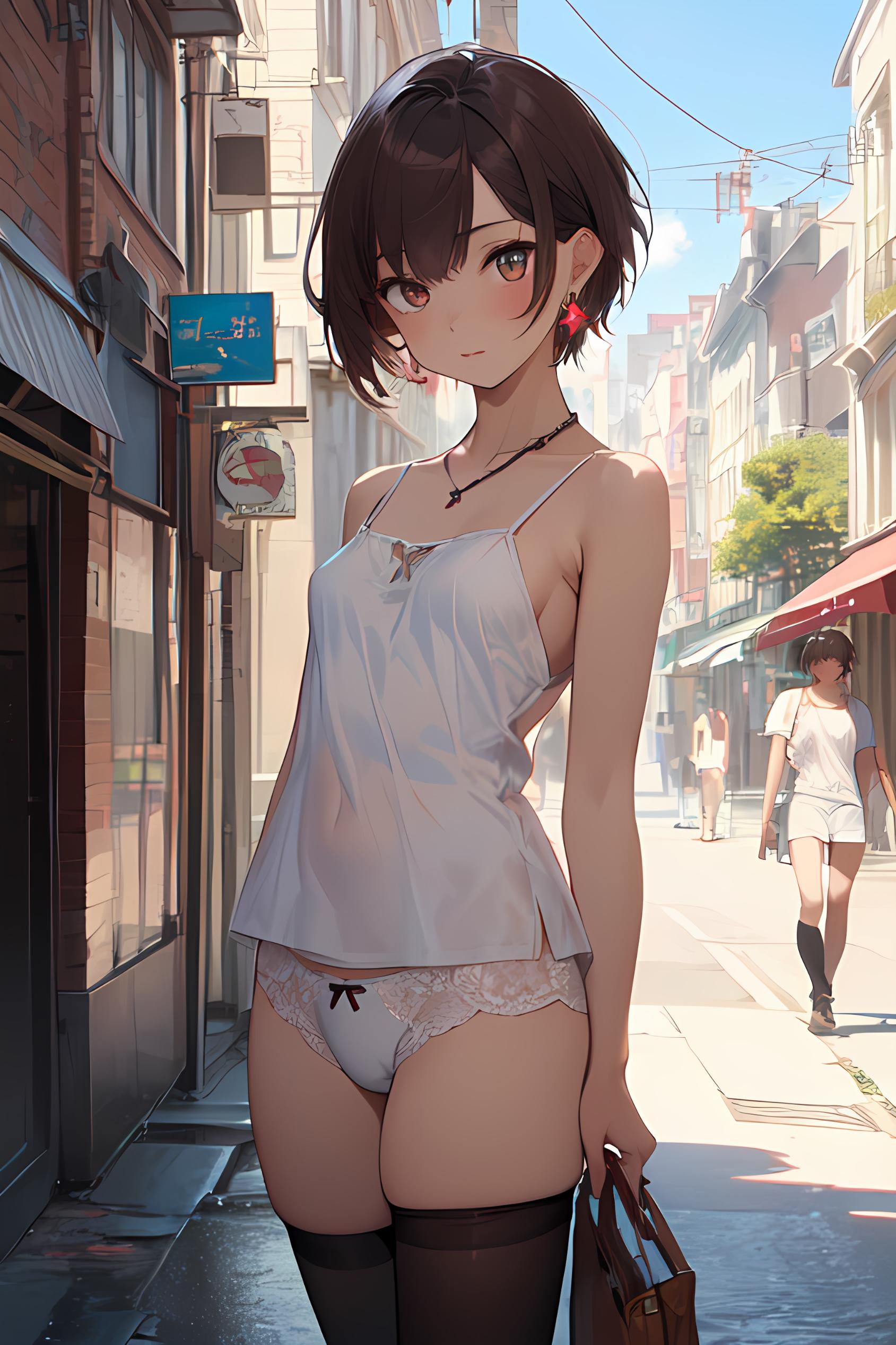野外露出少女