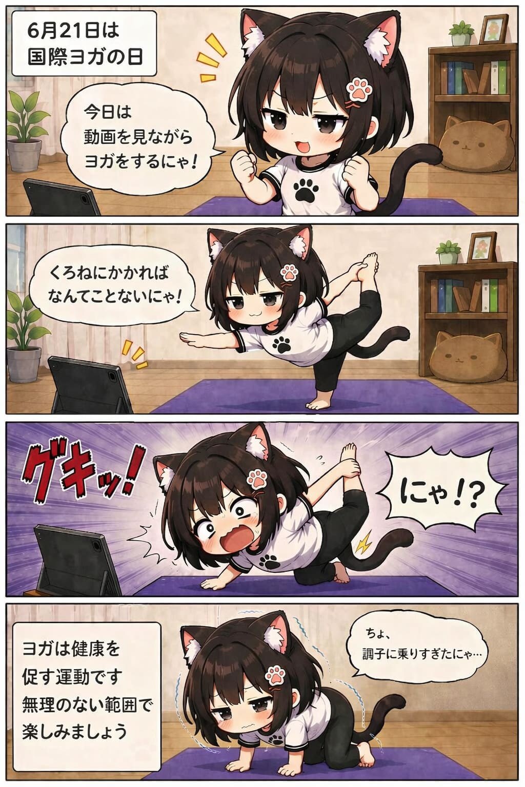 4コマ漫画 2026.06.21. 「国際ヨガの日」