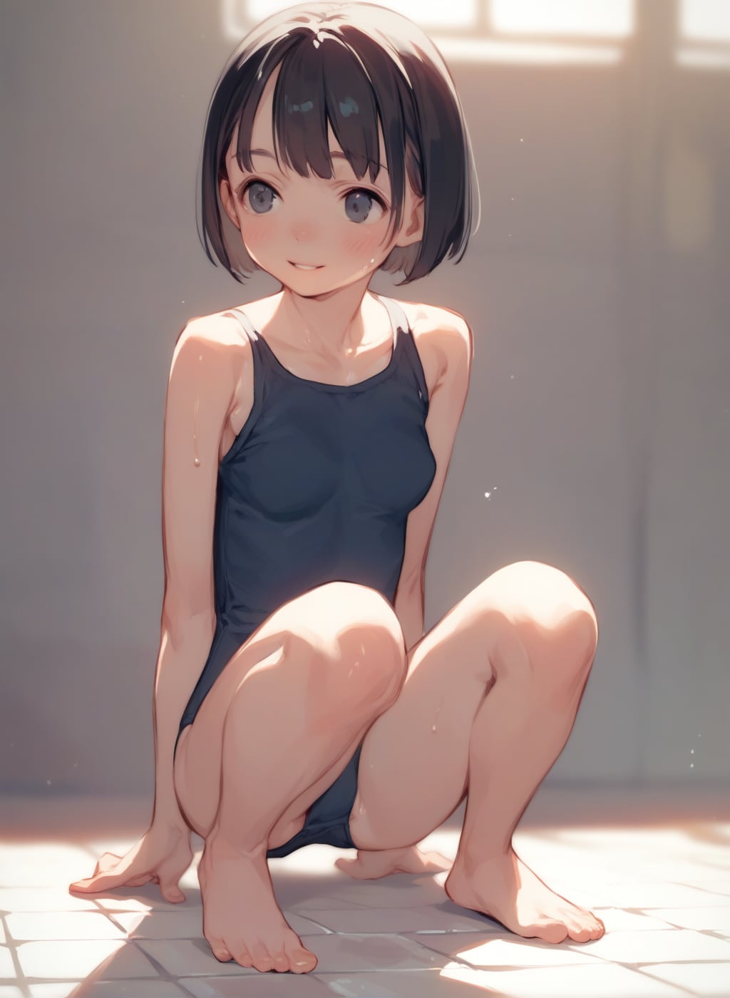 スク水おすわり