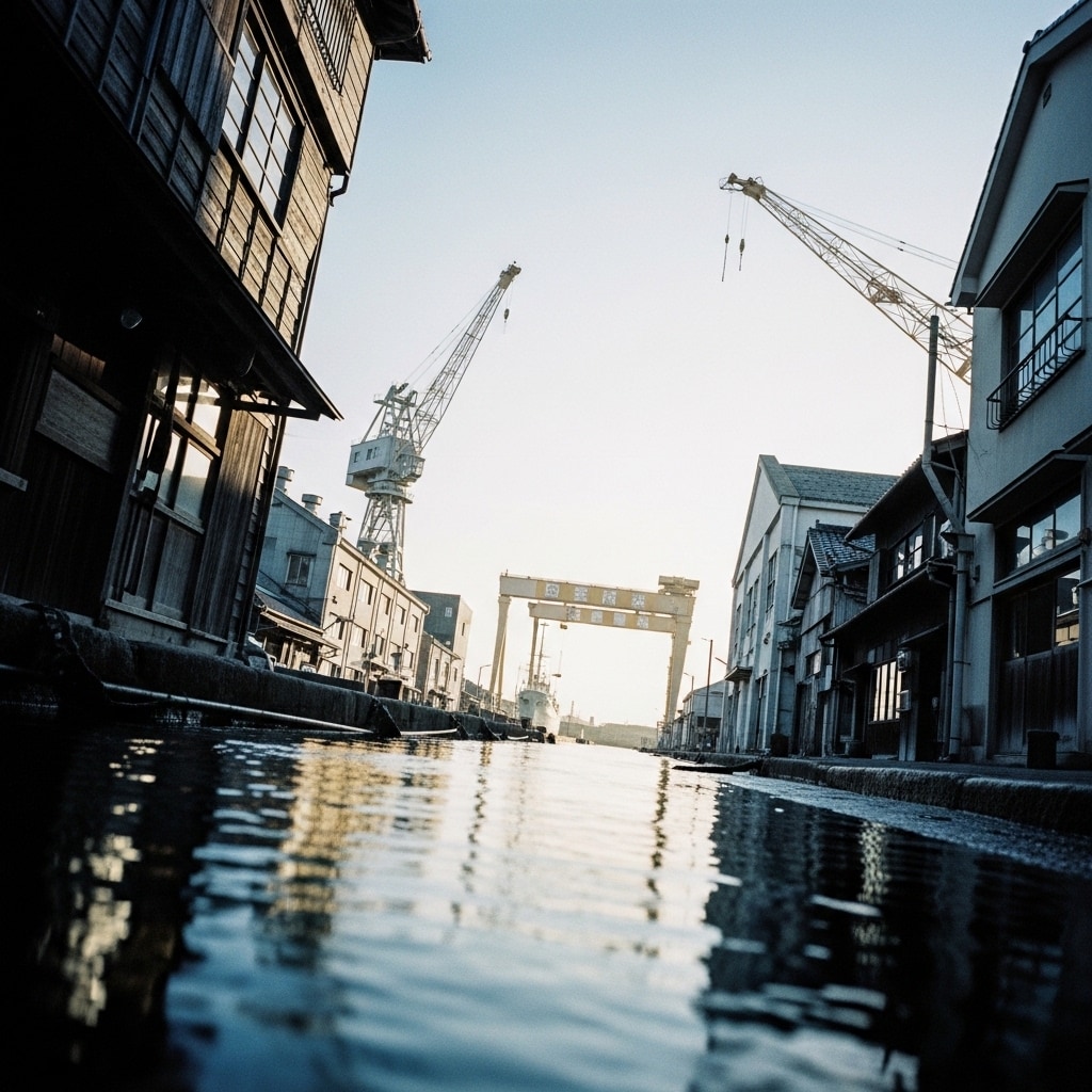造船所のある港町の風景 | の人気AIイラスト・グラビア