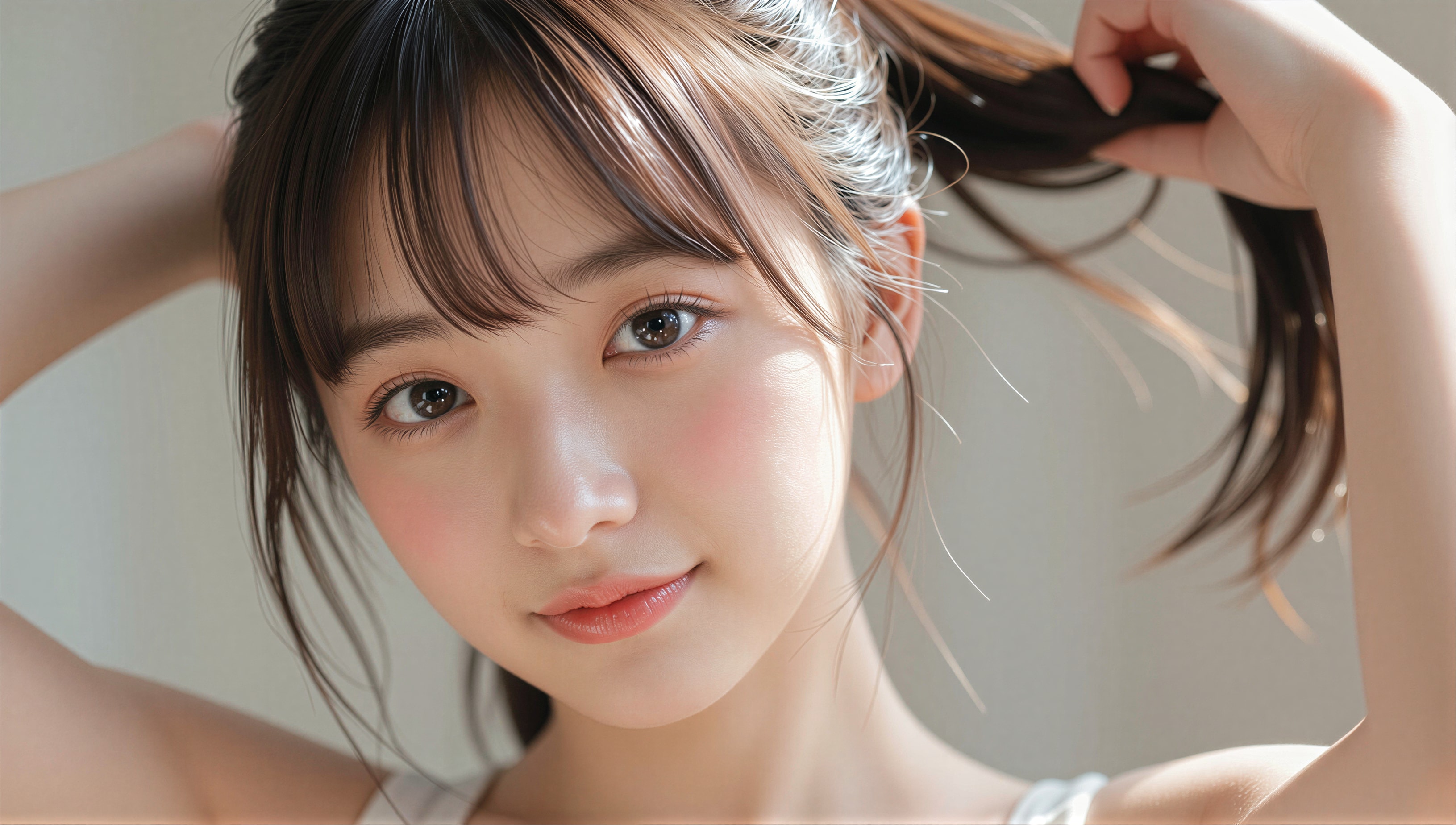 髪を結ってる女の子