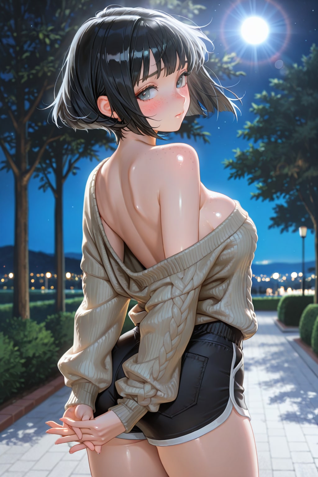 ワンショルダーニットのそばかすボブちゃん