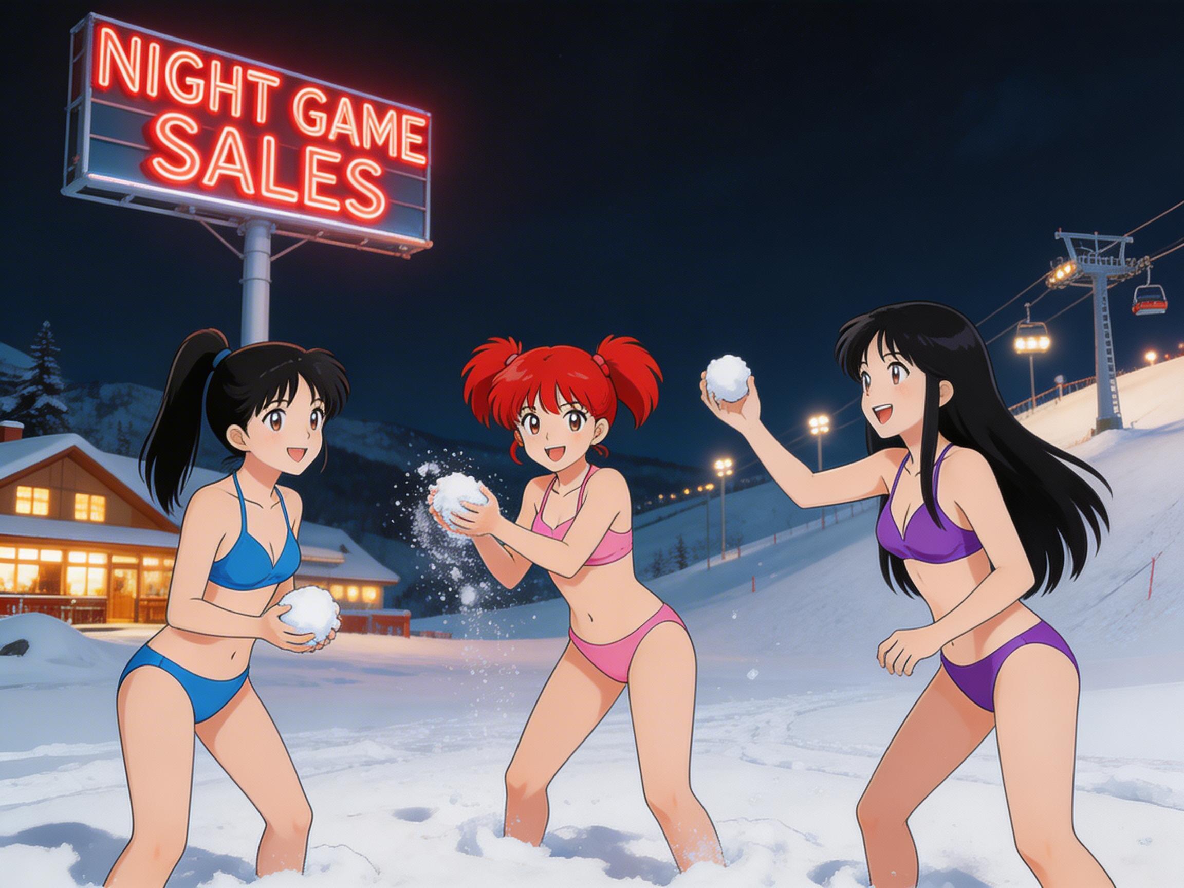 ビキニで雪合戦