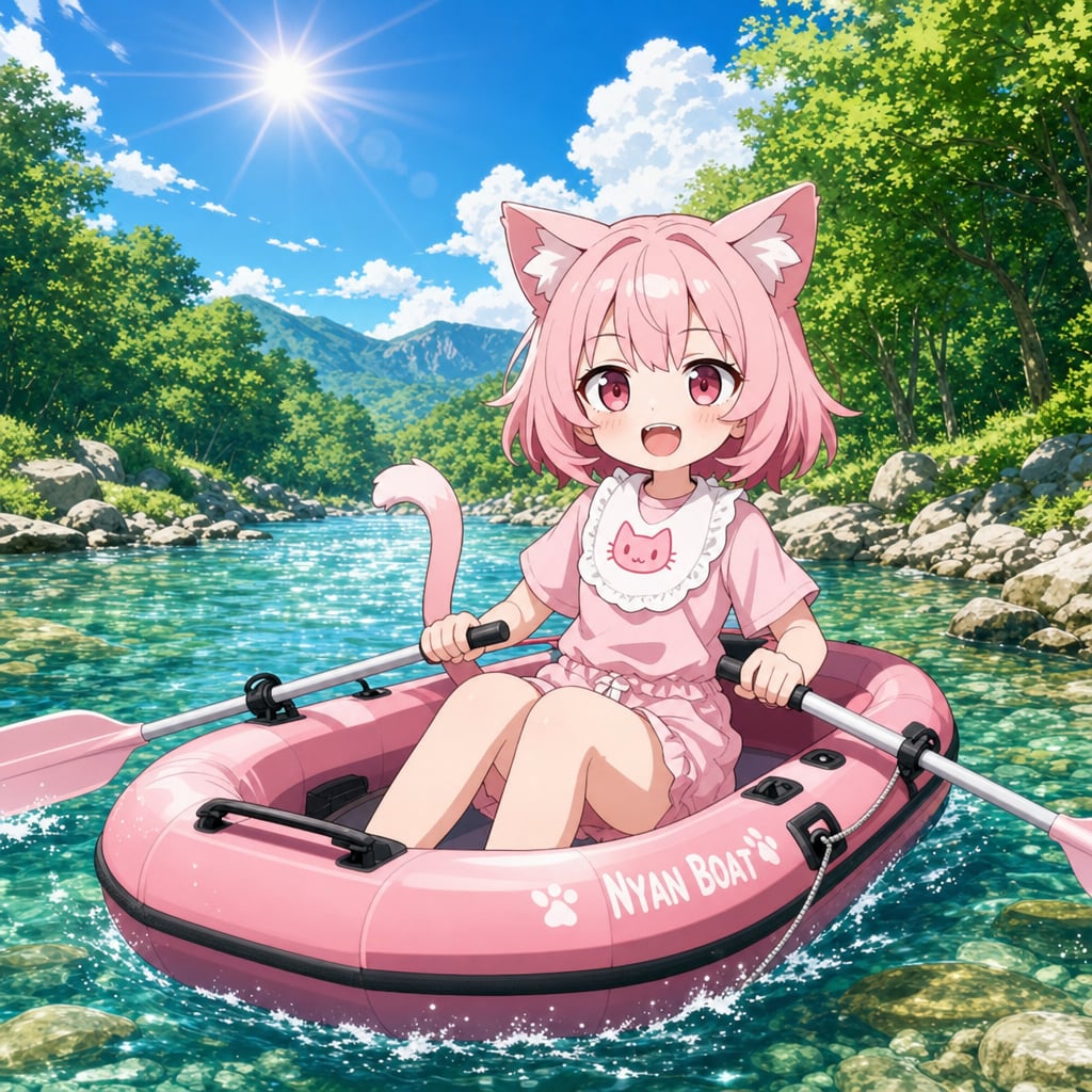 こうすれば、私も川遊びに参加出来るにゃん‼️