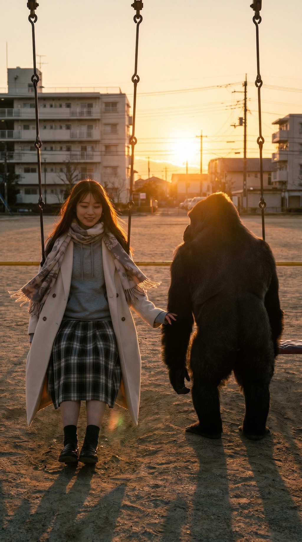 The Gorilla Waiting at Sunset