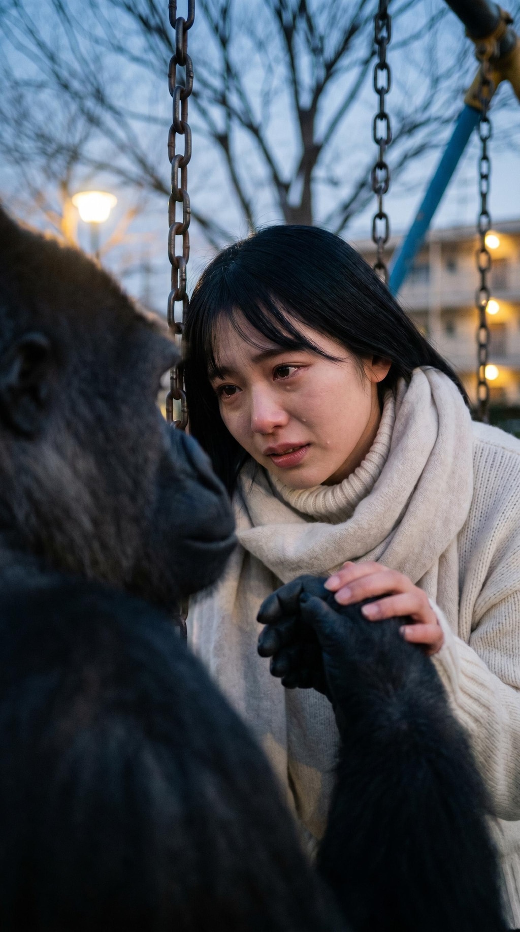 The Gorilla Waiting at Sunset