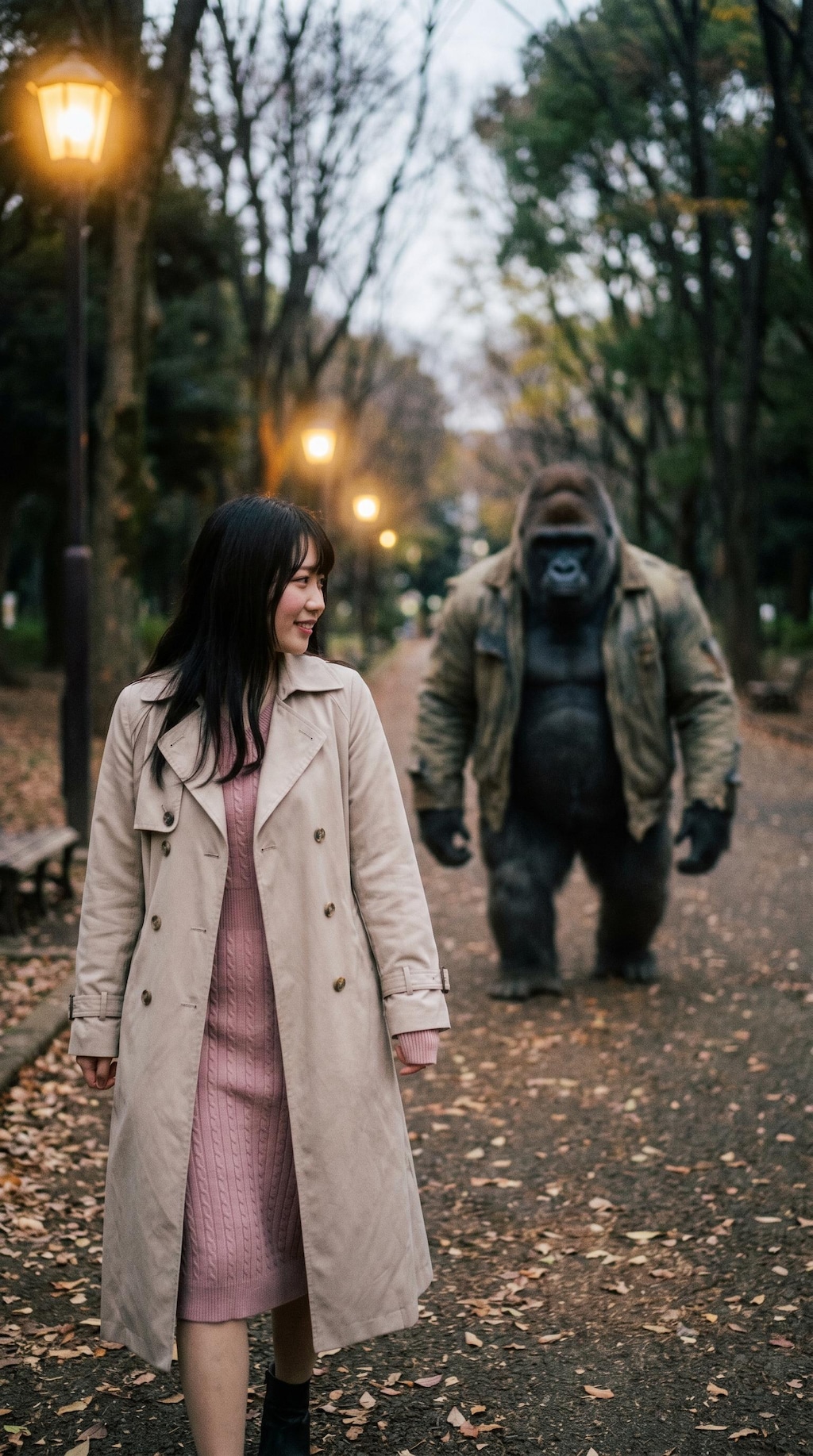 The Gorilla Waiting at Sunset