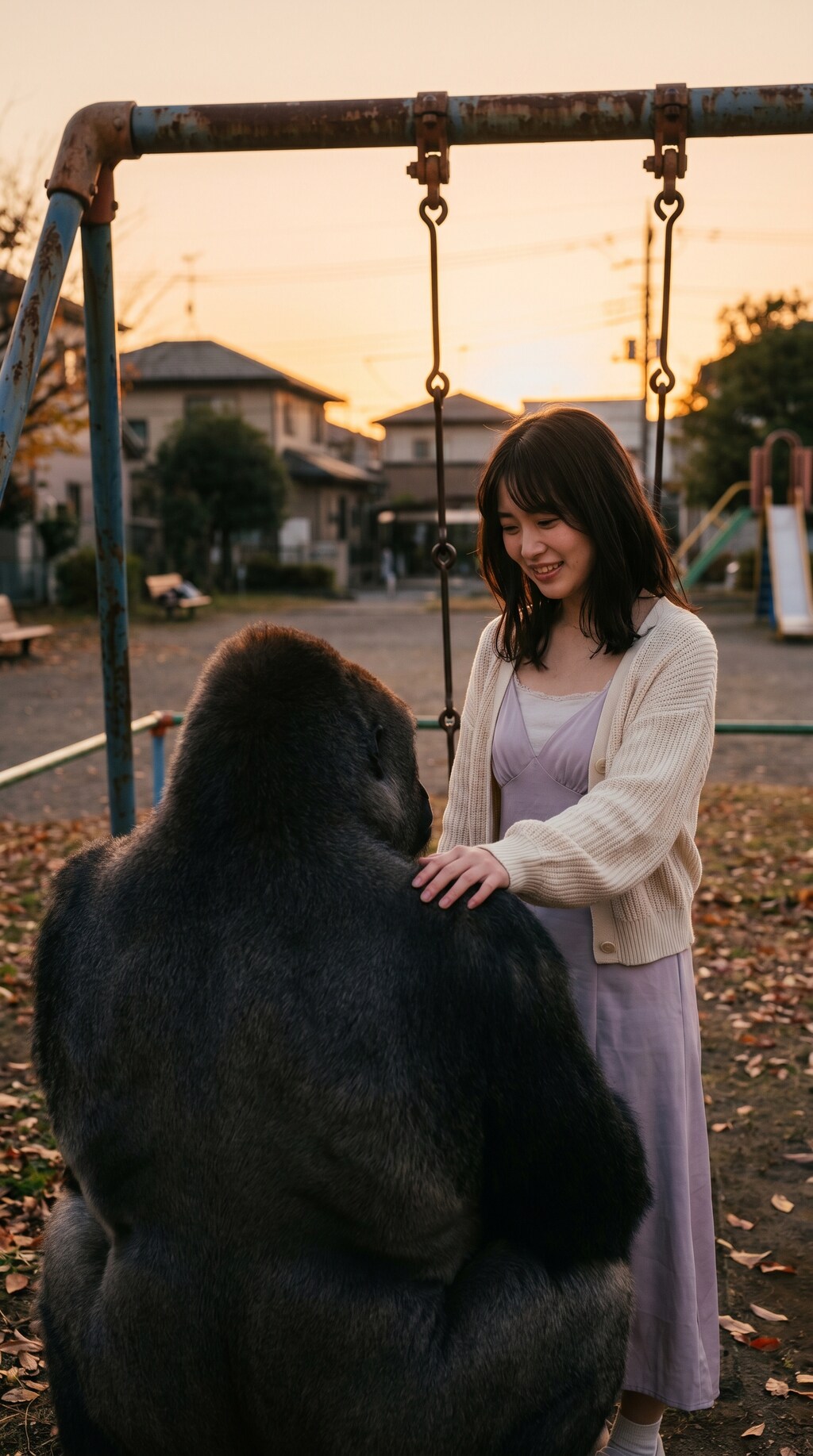 The Gorilla Waiting at Sunset
