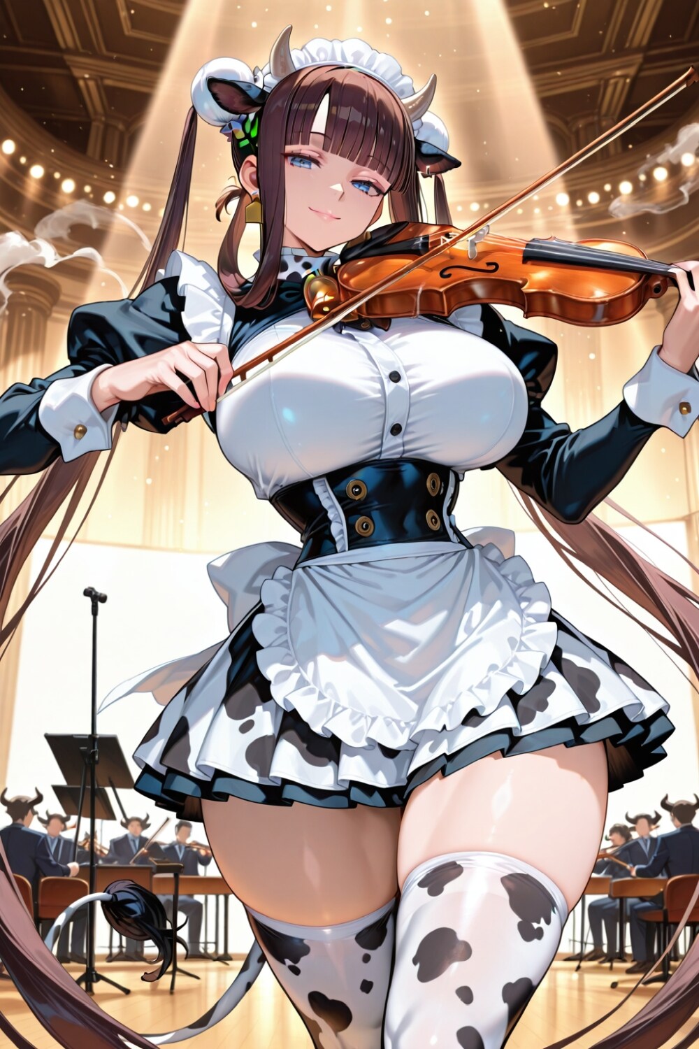 楽器演奏牛メイドコスプレ世界三大美女人妻