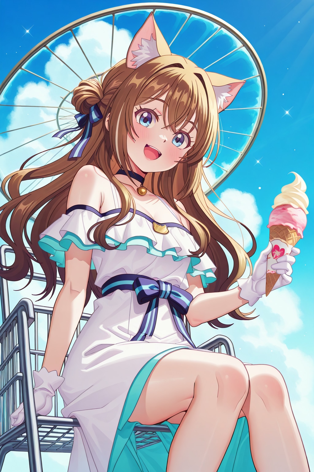 ソフトクリームとねこ耳少女