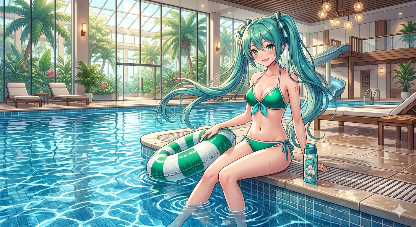 室内プールのミクさん
