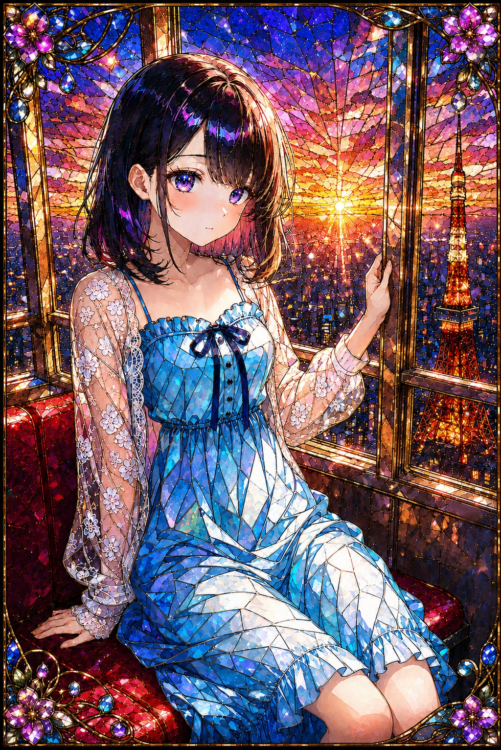 観覧車からの夕日