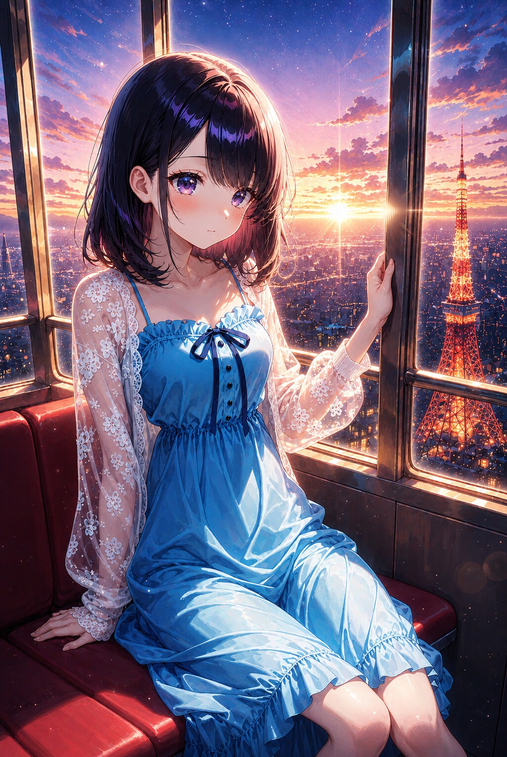 観覧車からの夕日
