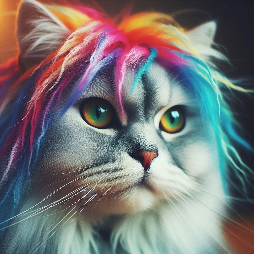 カラフルな毛の猫
