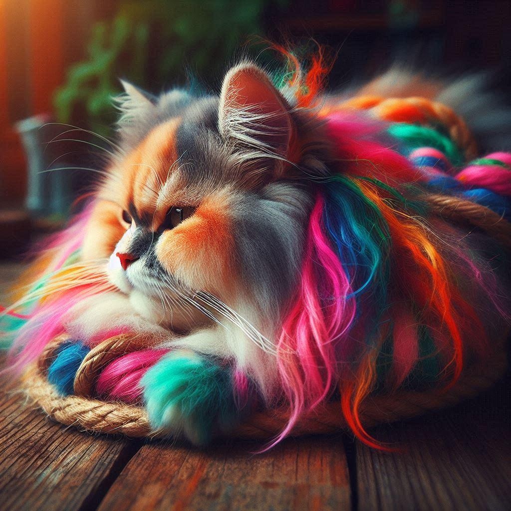 カラフルな毛の猫