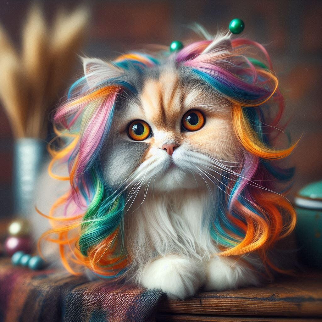 カラフルな毛の猫