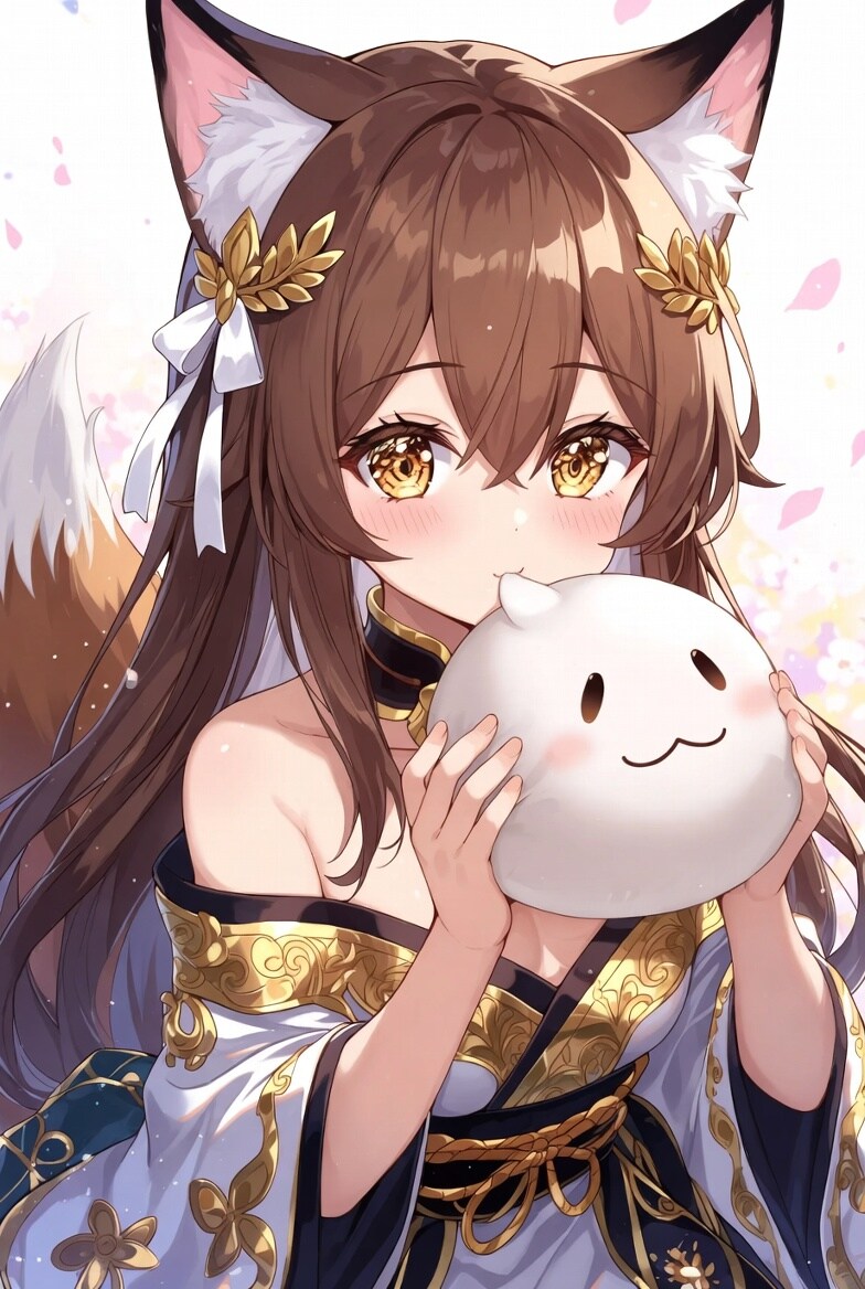 餅のような何かを食べる年末年始系狐耳女子 | の人気AIイラスト・グラビア