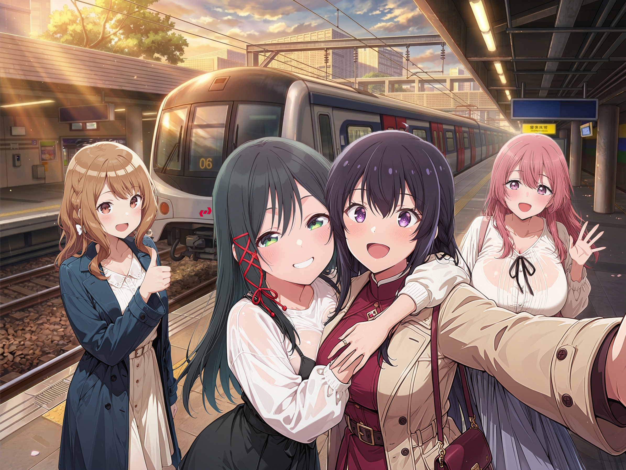 九広鉄路九龍塘駅で自撮り！大囲行きMLR電車が来るよ-6.3.1 | の人気AIイラスト・グラビア