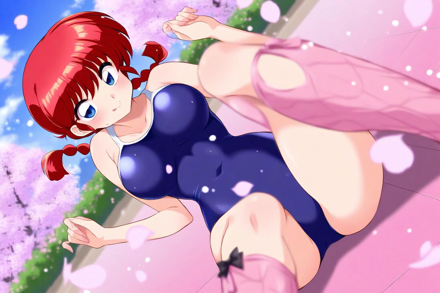 スク水花見！