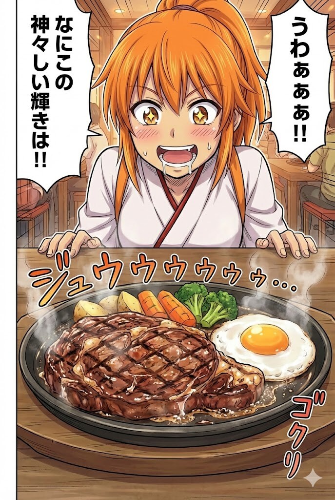みこむすめし1話リメイク　リブロースステーキ