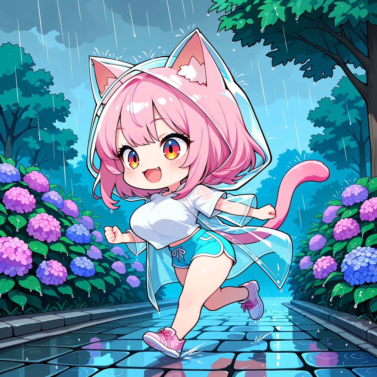 雨降って猫喜ぶ　猫耳さん