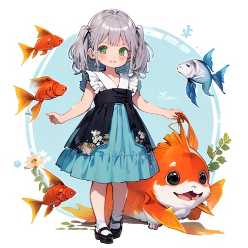 女の子と金魚　声は釘宮さん | の人気AIイラスト・グラビア