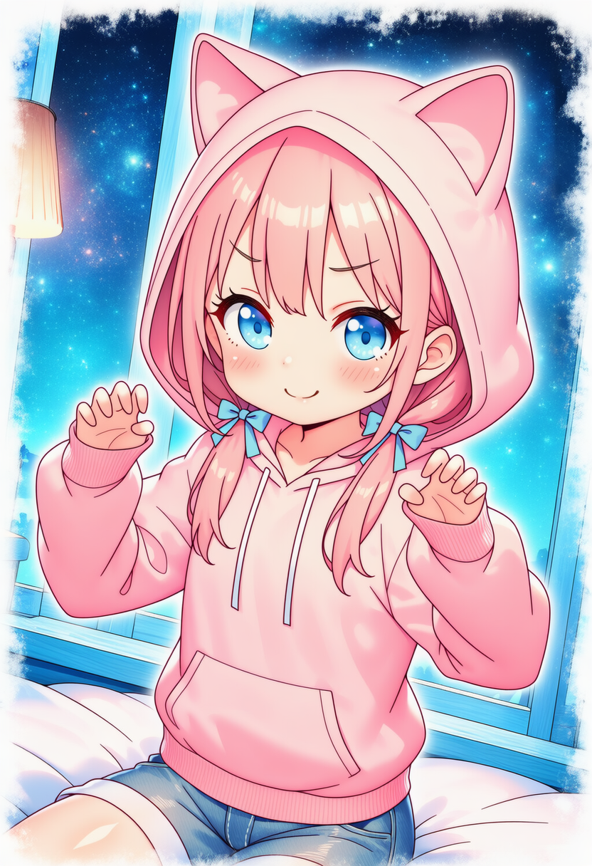 猫耳パーカーの花音ちゃん | の人気AIイラスト・グラビア