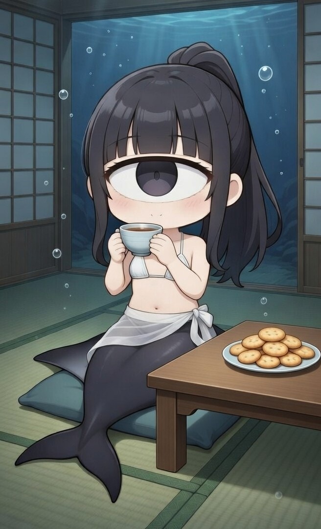 単眼人魚ちゃん　茶をしばく | の人気AIイラスト・グラビア