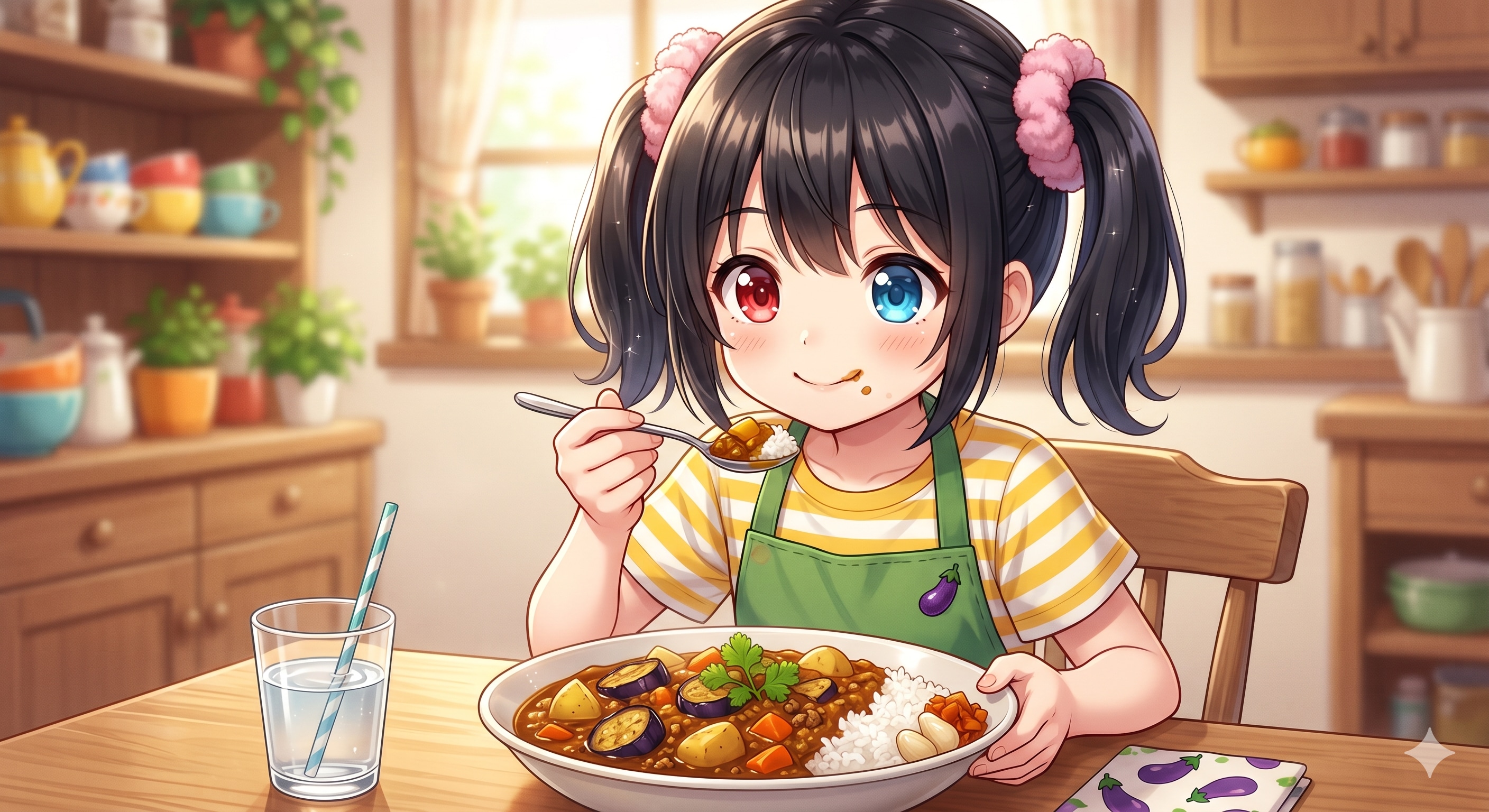 今日のお昼は なすのカレーです | の人気AIイラスト・グラビア
